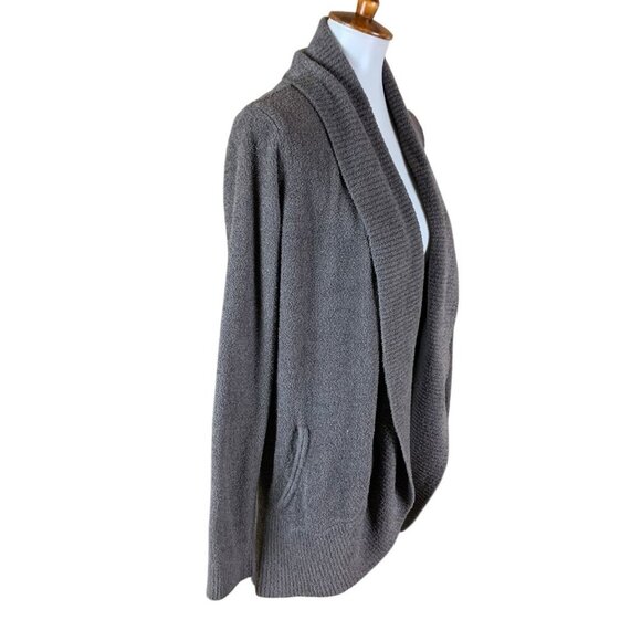 Barefoot Dreams CozyChic Lite Brown Drape Front Open Cardigan L  XL Lounge - Picture 4 of 7